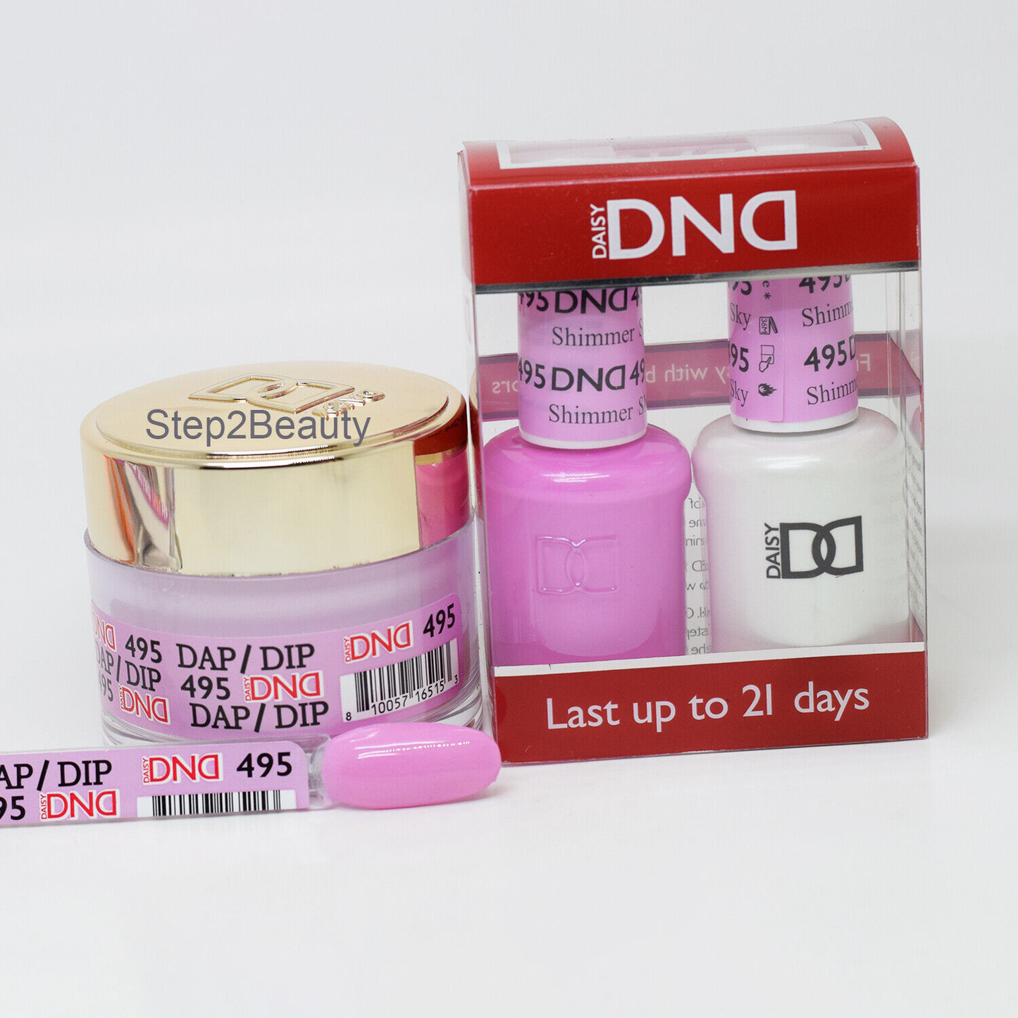 DND 3in1 Acrylic/Dipping Powder + Gel Polish + Nail Lacquer, 495, Shimmer Sky