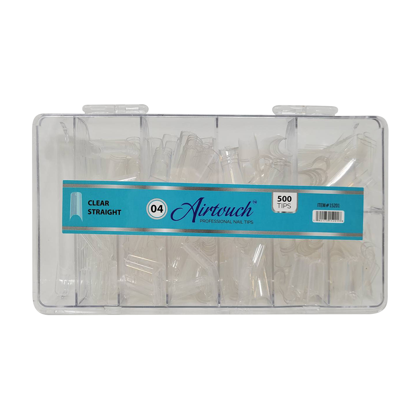 Airtouch Nail Tips Box, 04, CLEAR - STRAIGHT, 10 sizes (From #00 To #09), 500pcs/box, 15201 (Packing: 100 boxes/case) OK1114VD