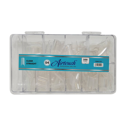 Airtouch Nail Tips Box, 04, CLEAR - STRAIGHT, 10 sizes (From #00 To #09), 500pcs/box, 15201 (Packing: 100 boxes/case) OK1114VD