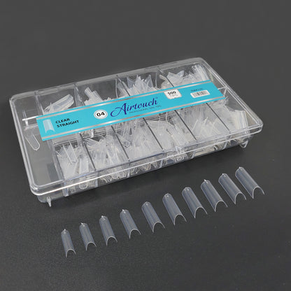 Airtouch Nail Tips Box, 04, CLEAR - STRAIGHT, 10 sizes (From #00 To #09), 500pcs/box, 15201 (Packing: 100 boxes/case) OK1114VD