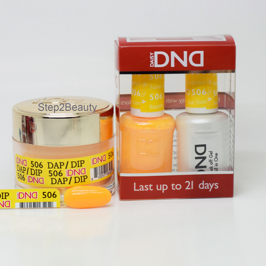 DND 3in1 Acrylic/Dipping Powder + Gel Polish + Nail Lacquer, 506, Summer Sun