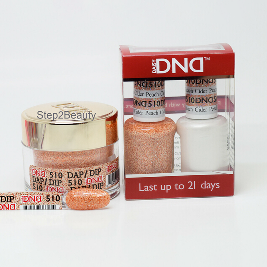 DND 3in1 Acrylic/Dipping Powder + Gel Polish + Nail Lacquer, 510, Peach Cider