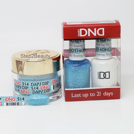 DND 3in1 Acrylic/Dipping Powder + Gel Polish + Nail Lacquer, 514, Soaring Sky