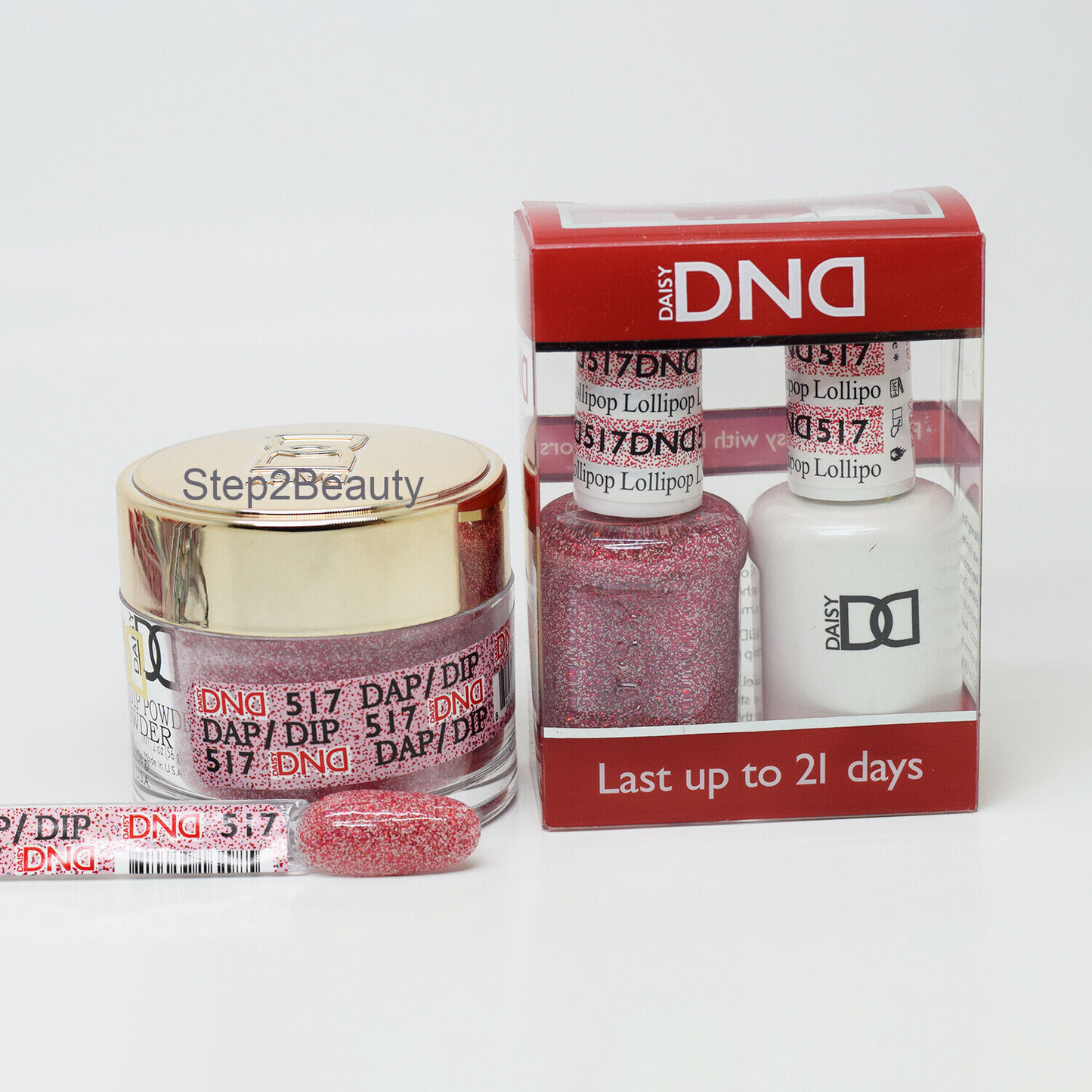 DND 3in1 Acrylic/Dipping Powder + Gel Polish + Nail Lacquer, 517, Lollipop