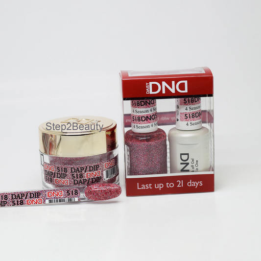 DND 3in1 Acrylic/Dipping Powder + Gel Polish + Nail Lacquer, 518, 4 Season