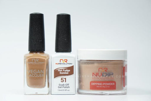 NuRevolution 3in1 Dipping Powder + Gel Polish + Nail Lacquer, 051, Hot Fudge Sundae OK1129