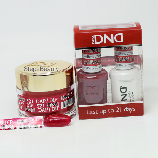 DND 3in1 Acrylic/Dipping Powder + Gel Polish + Nail Lacquer, 521, Ice Berry Cocktail