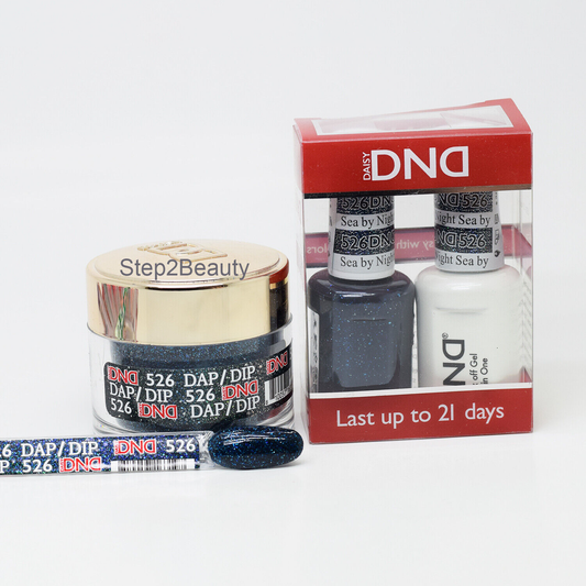 DND 3in1 Acrylic/Dipping Powder + Gel Polish + Nail Lacquer, 526, Sea By Night