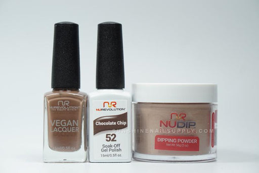 NuRevolution 3in1 Dipping Powder + Gel Polish + Nail Lacquer, 052, Chocolate Chip OK1129