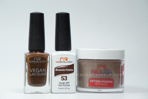 NuRevolution 3in1 Dipping Powder + Gel Polish + Nail Lacquer, 053, Brownie Points OK1129