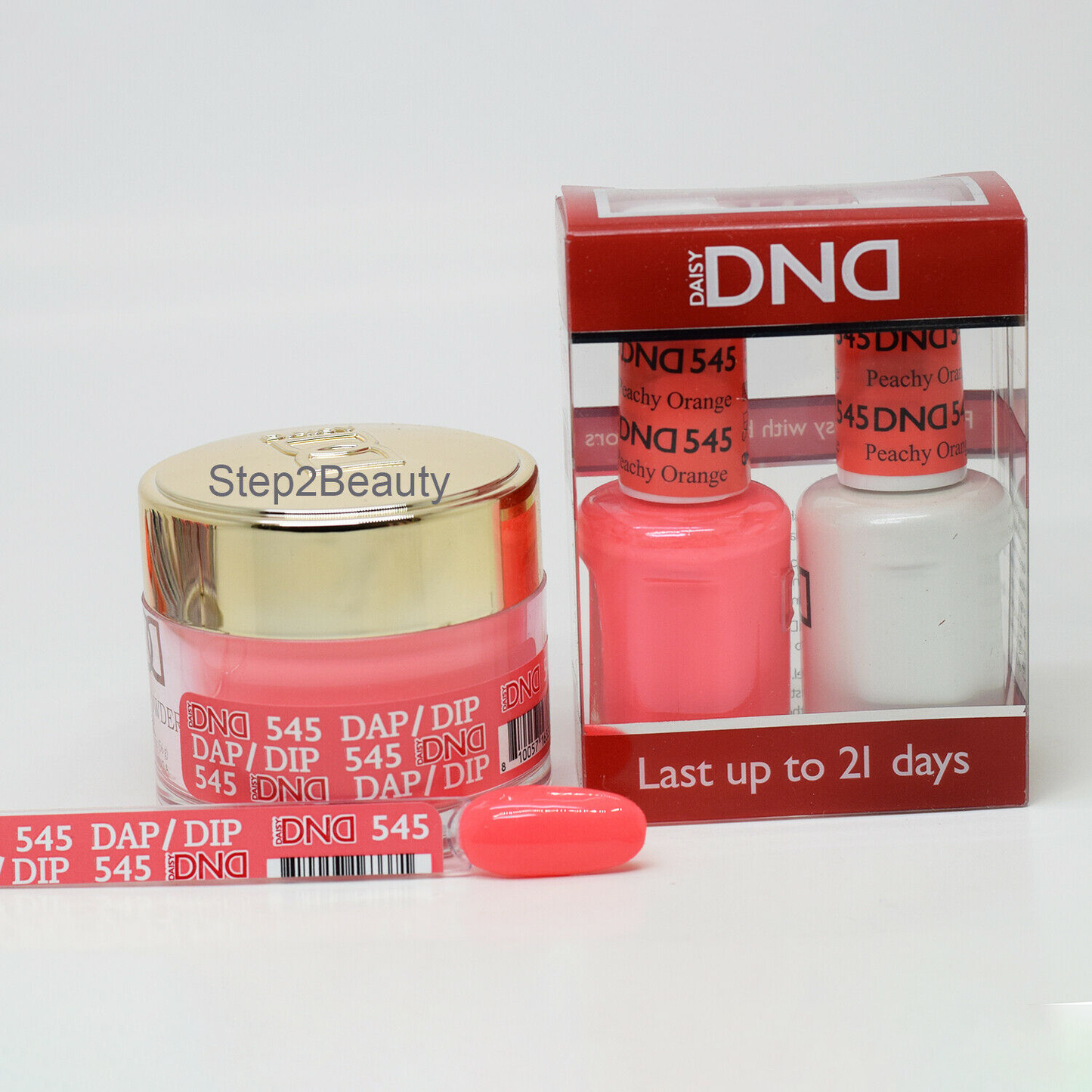 DND 3in1 Acrylic/Dipping Powder + Gel Polish + Nail Lacquer, 545, Peachy Orange