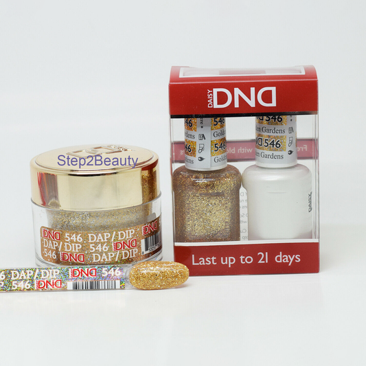 DND 3in1 Acrylic/Dipping Powder + Gel Polish + Nail Lacquer, 546, Golden Gardens