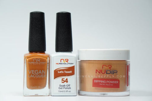 NuRevolution 3in1 Dipping Powder + Gel Polish + Nail Lacquer, 054, Let's Toast OK1129