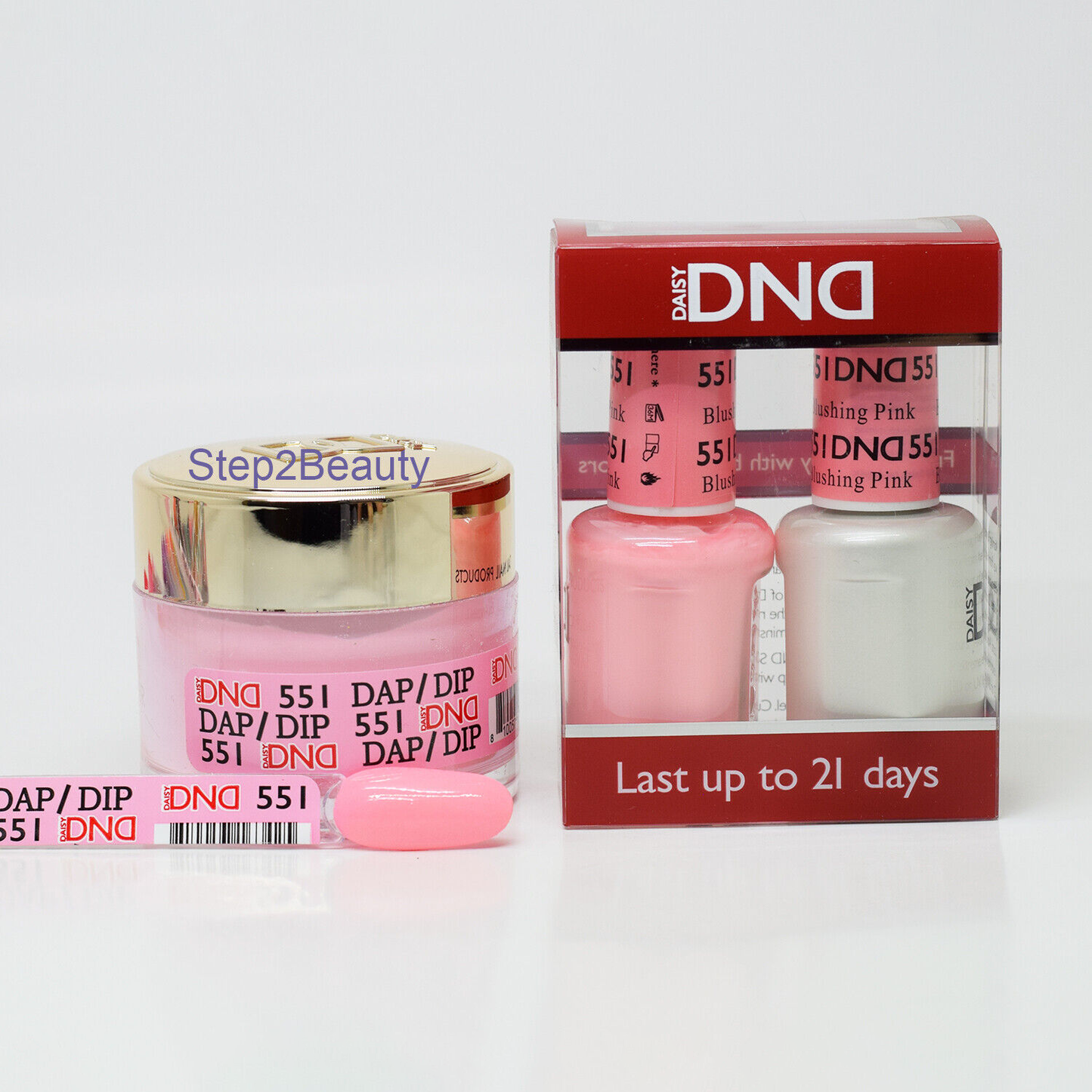 DND 3in1 Acrylic/Dipping Powder + Gel Polish + Nail Lacquer, 551, Blushing Pink