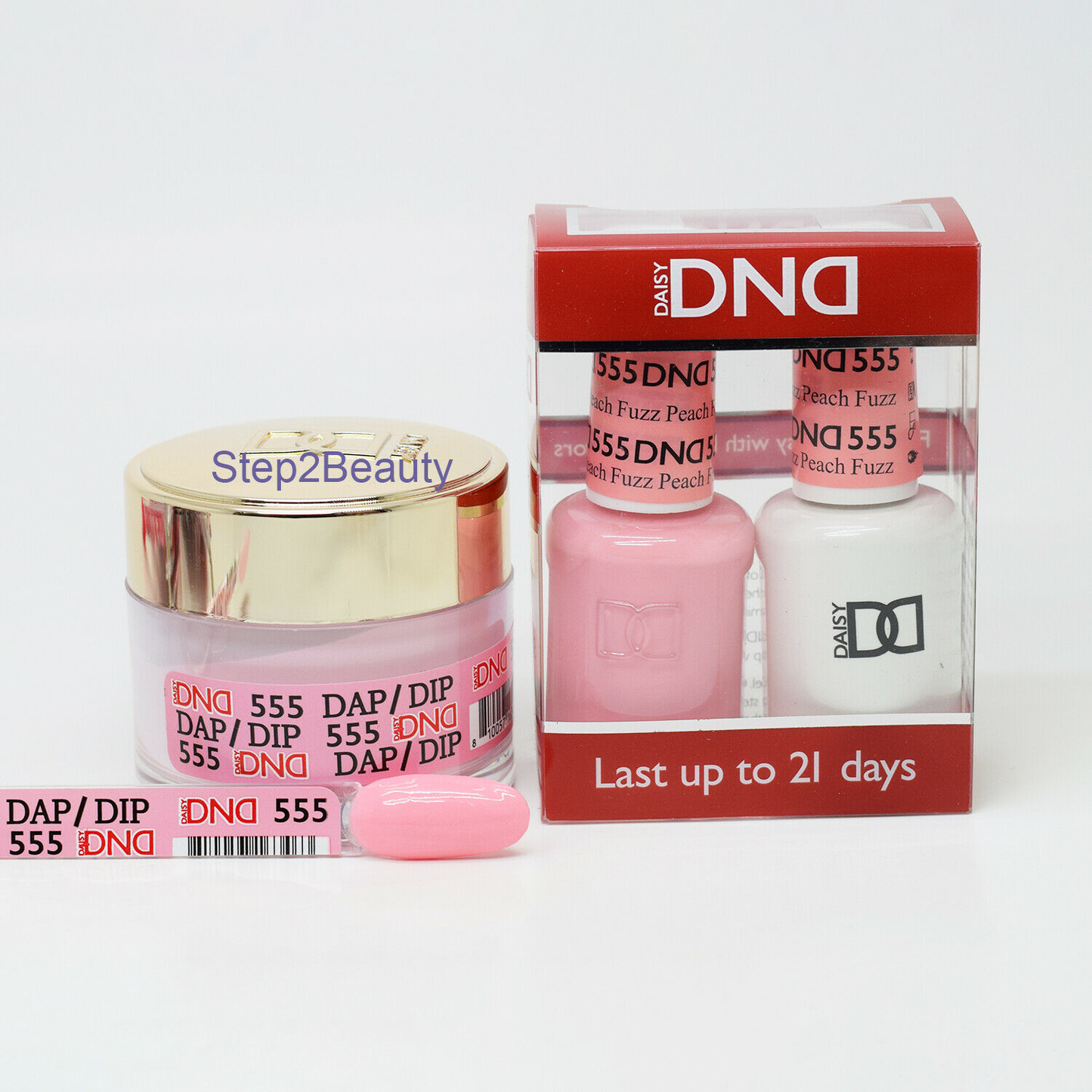 DND 3in1 Acrylic/Dipping Powder + Gel Polish + Nail Lacquer, 555, Peach Fuzz