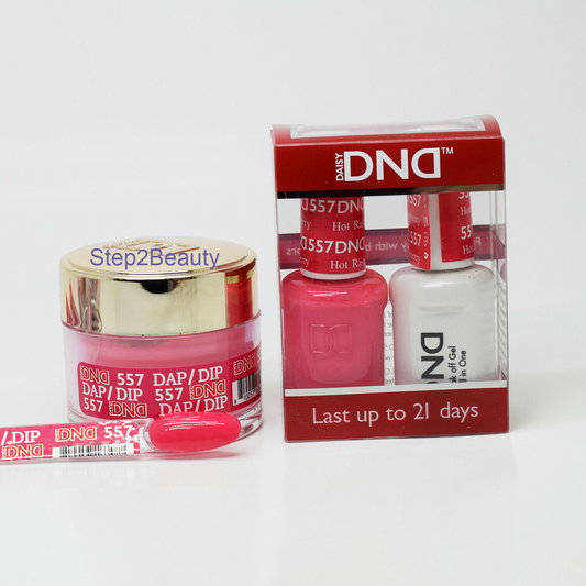 DND 3in1 Acrylic/Dipping Powder + Gel Polish + Nail Lacquer, 557, Hot Raspberry