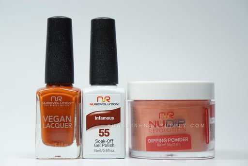 NuRevolution 3in1 Dipping Powder + Gel Polish + Nail Lacquer, 055, Infamous OK1129
