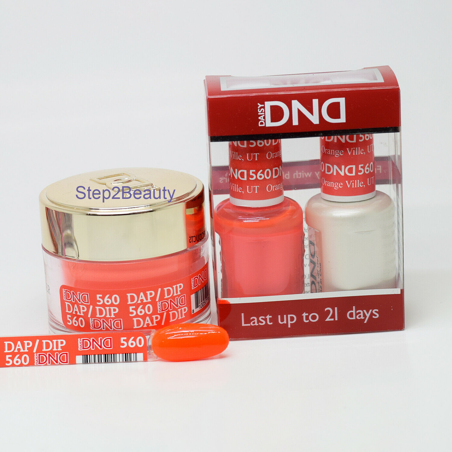 DND 3in1 Acrylic/Dipping Powder + Gel Polish + Nail Lacquer, 560, Orange Ville