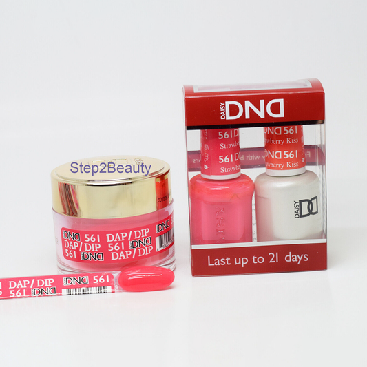 DND 3in1 Acrylic/Dipping Powder + Gel Polish + Nail Lacquer, 561, Strawberry Kiss