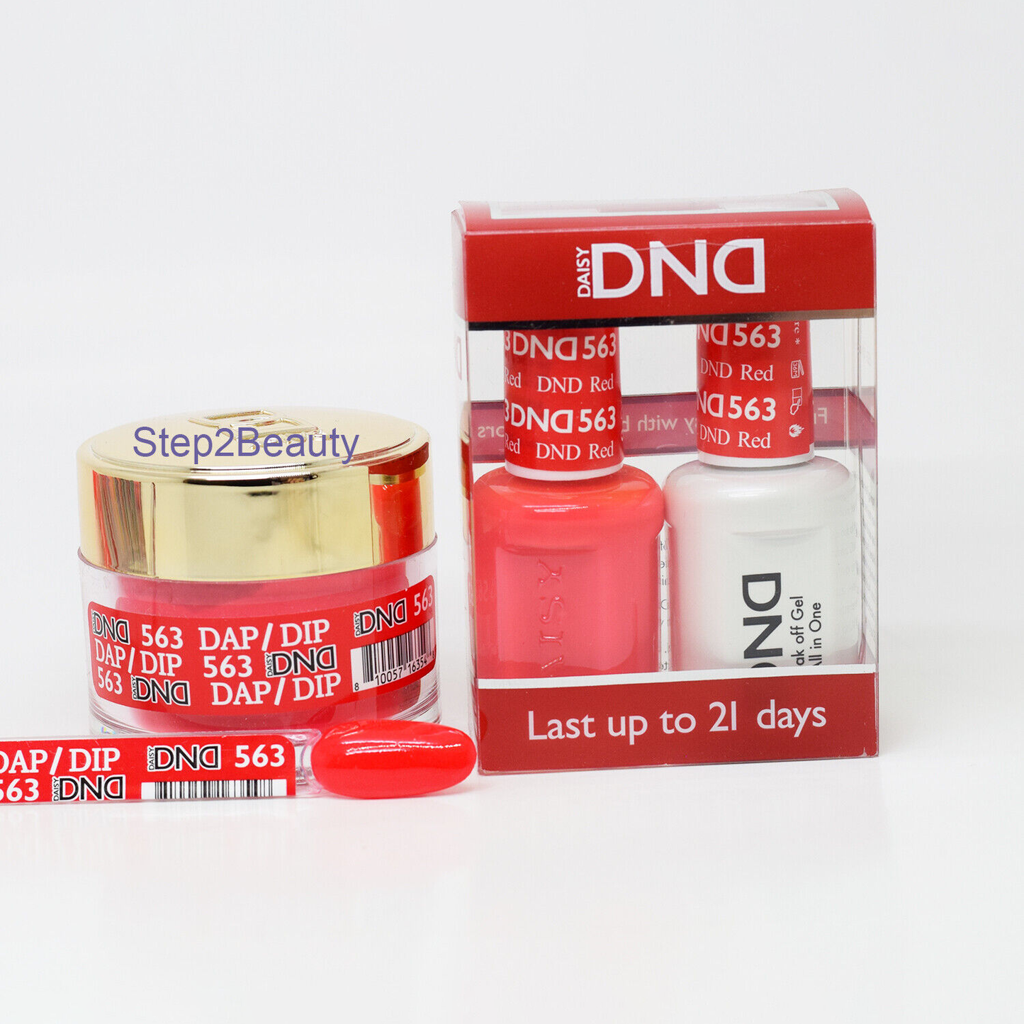 DND 3in1 Acrylic/Dipping Powder + Gel Polish + Nail Lacquer, 563, DND Red