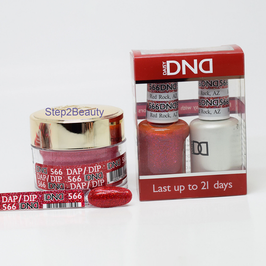 DND 3in1 Acrylic/Dipping Powder + Gel Polish + Nail Lacquer, 566, Red Rock