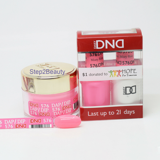 DND 3in1 Acrylic/Dipping Powder + Gel Polish + Nail Lacquer, 576, French Rose