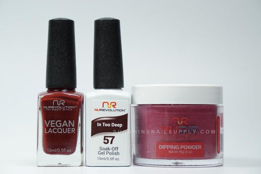 NuRevolution 3in1 Dipping Powder + Gel Polish + Nail Lacquer, 057, In Too Deep OK1129