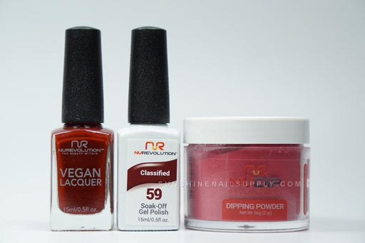 NuRevolution 3in1 Dipping Powder + Gel Polish + Nail Lacquer, 059, Classified OK1129