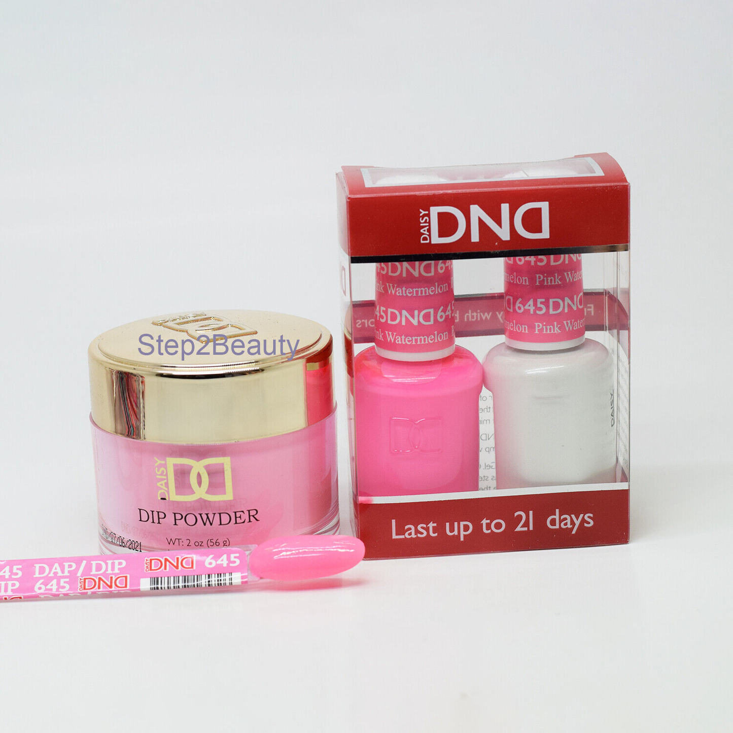 DND 3in1 Acrylic/Dipping Powder + Gel Polish + Nail Lacquer, 645, Pink Watermelon