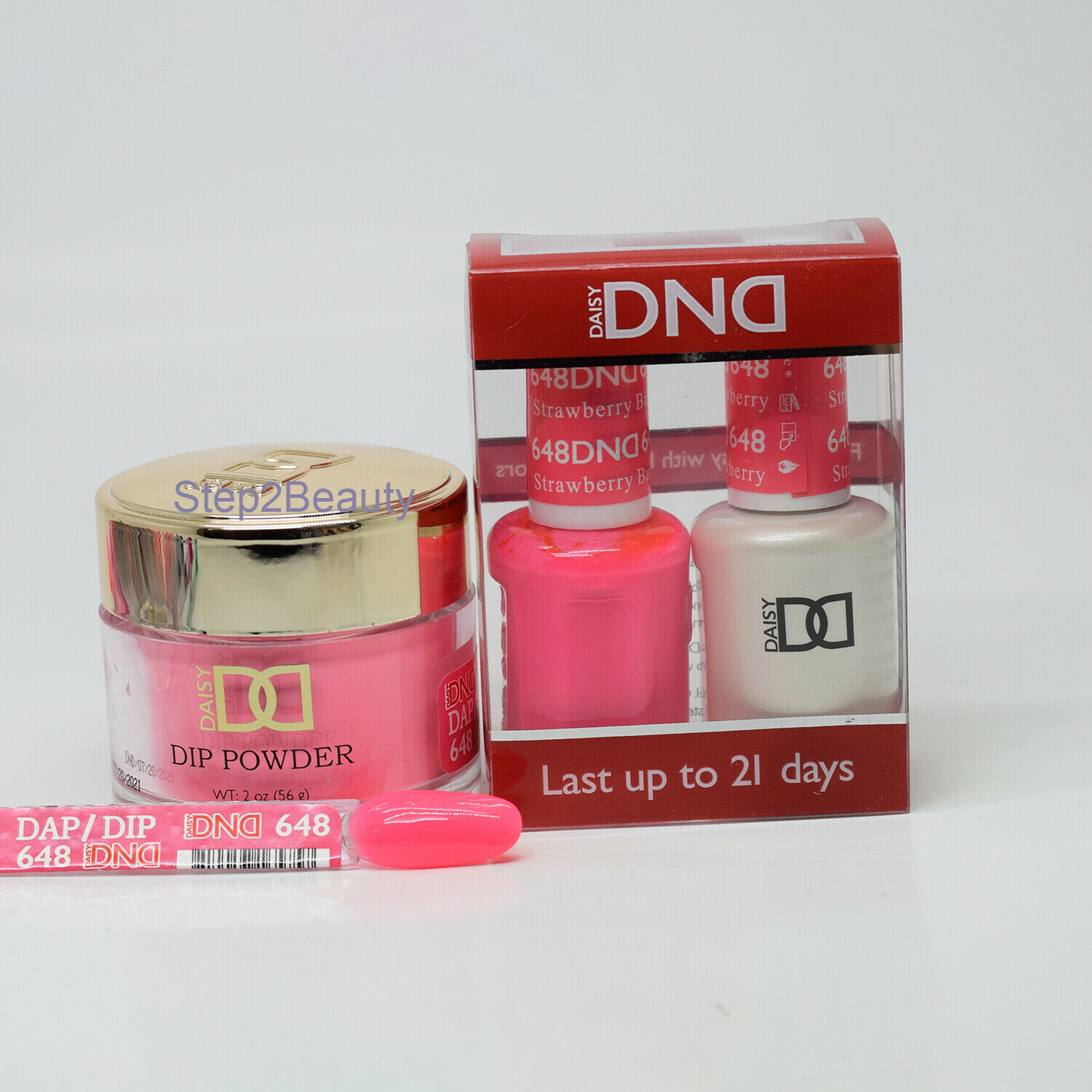 DND 3in1 Acrylic/Dipping Powder + Gel Polish + Nail Lacquer, 648, Straberry Bubble