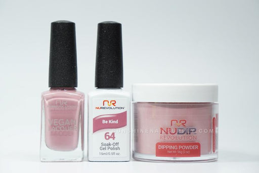 NuRevolution 3in1 Dipping Powder + Gel Polish + Nail Lacquer, 064, Be Kind OK1129