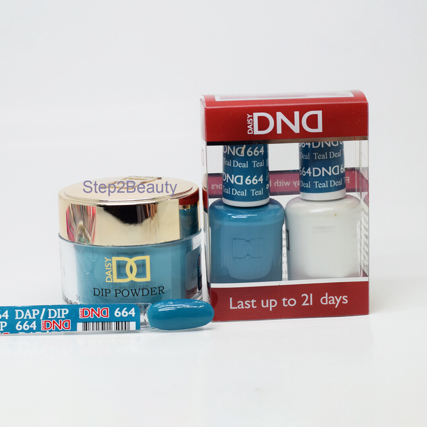 DND 3in1 Acrylic/Dipping Powder + Gel Polish + Nail Lacquer, 664, Teal Deal