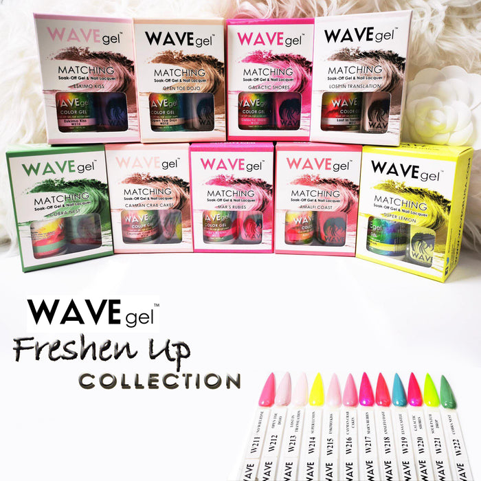 Wave Gel Nail Lacquer + Gel Polish, Freshen Up Collection, Full Line Of 12 Colors (From 211 To 222), 0.5oz OK0531VD