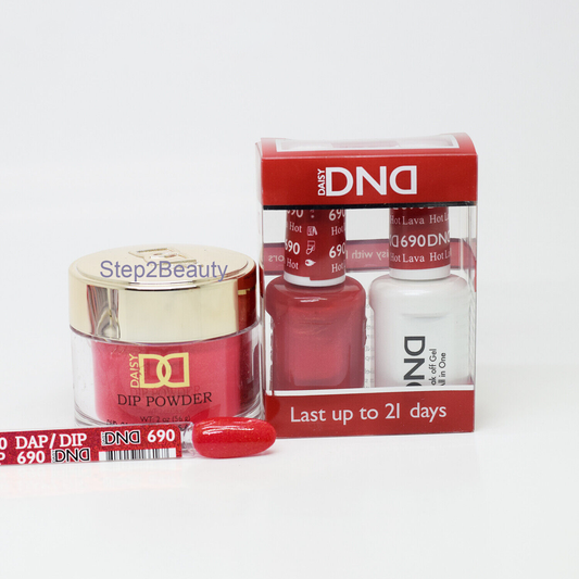 DND 3in1 Acrylic/Dipping Powder + Gel Polish + Nail Lacquer, 690, Hot Lava