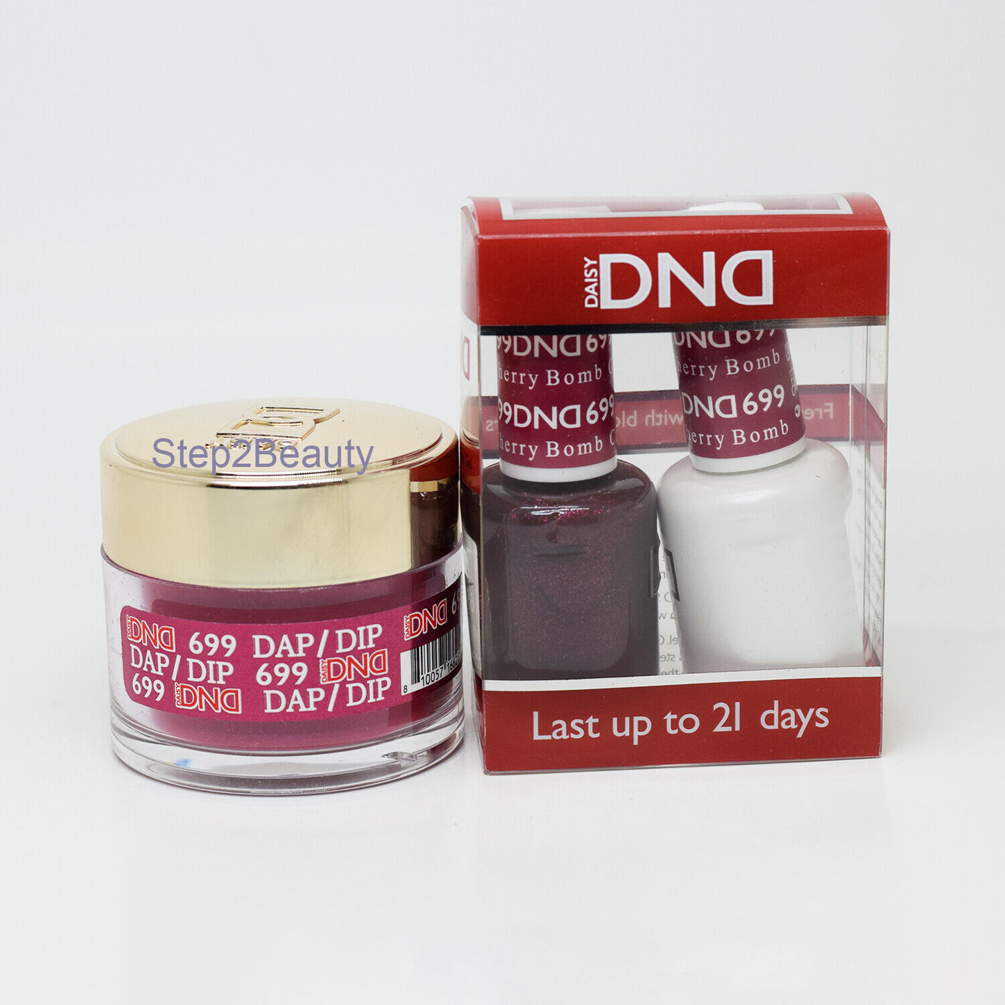 DND 3in1 Acrylic/Dipping Powder + Gel Polish + Nail Lacquer, 699, Cherry Bomb