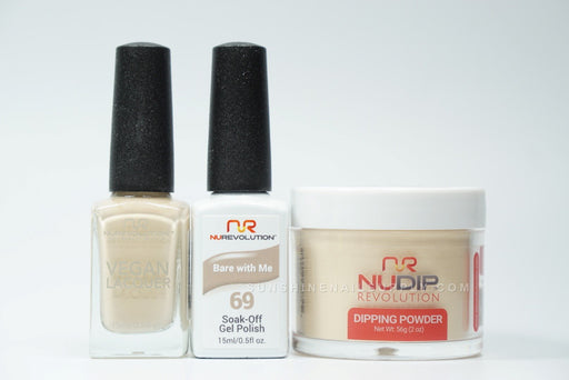 NuRevolution 3in1 Dipping Powder + Gel Polish + Nail Lacquer, 069, Bare With Me OK1129
