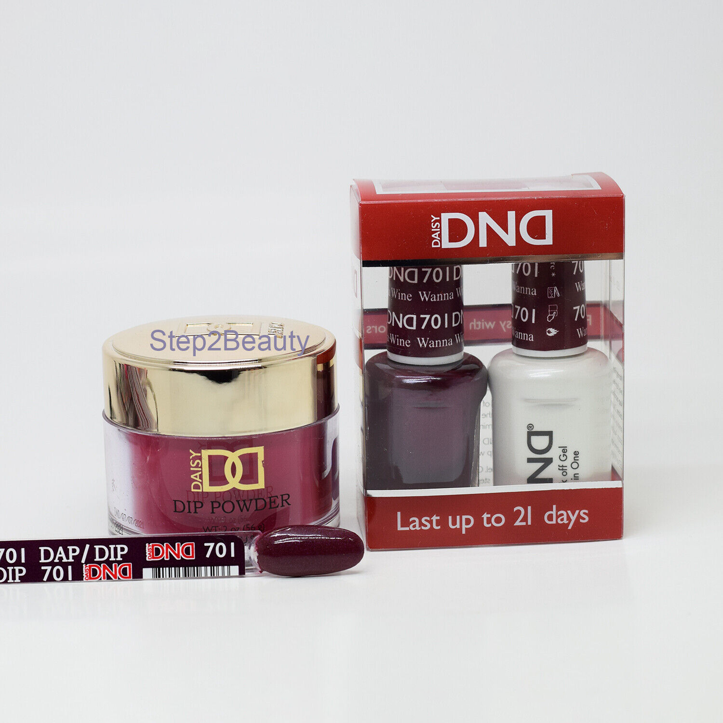 DND 3in1 Acrylic/Dipping Powder + Gel Polish + Nail Lacquer, 701, Wanna Wine