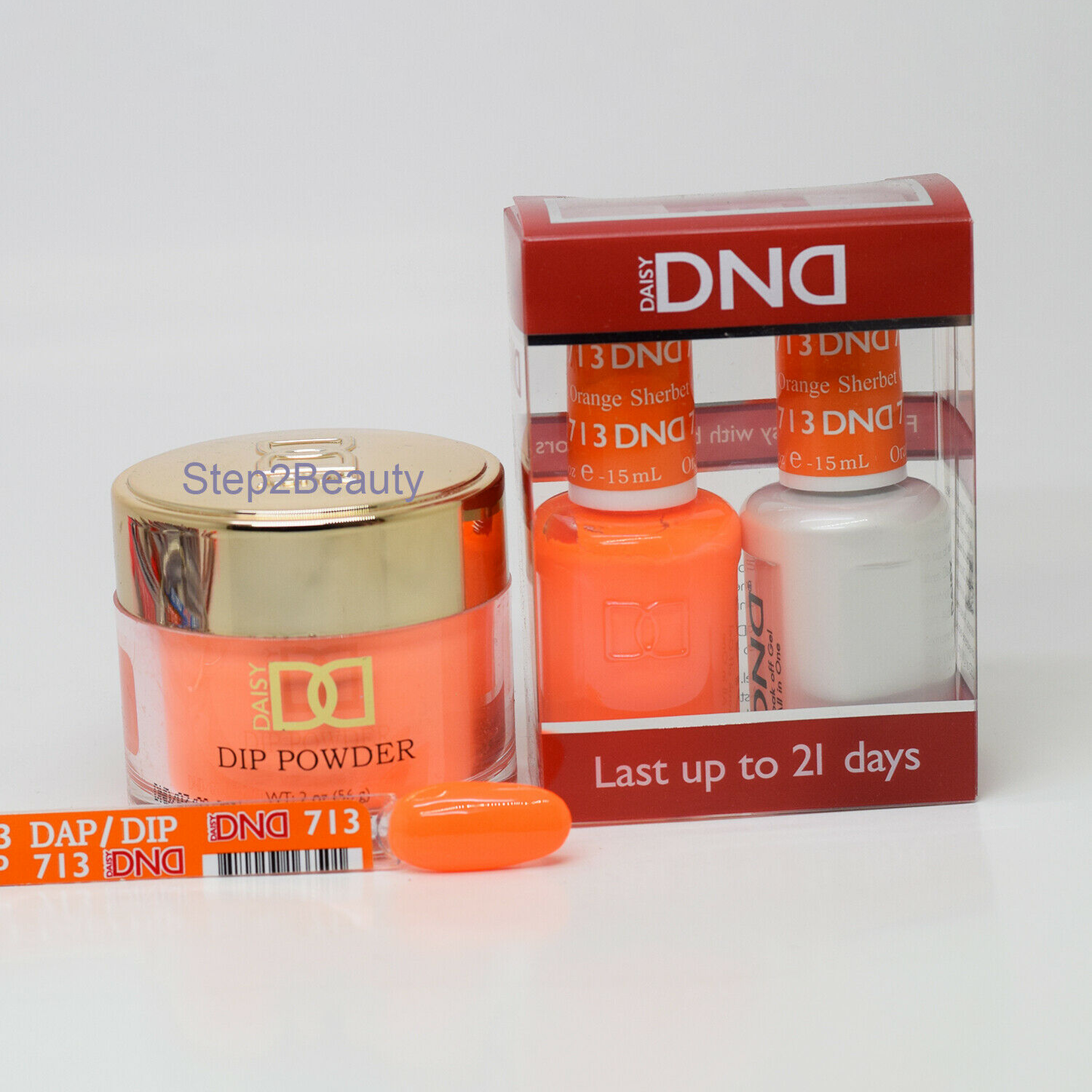 DND 3in1 Acrylic/Dipping Powder + Gel Polish + Nail Lacquer, 713, Orange Sherbet OK0730VD