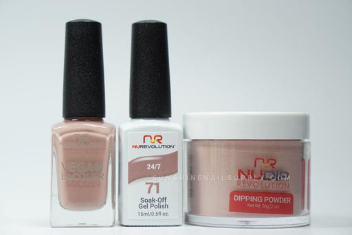 NuRevolution 3in1 Dipping Powder + Gel Polish + Nail Lacquer, 071, 24/7 OK1129