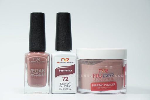 NuRevolution 3in1 Dipping Powder + Gel Polish + Nail Lacquer, 072, Passionate OK1129