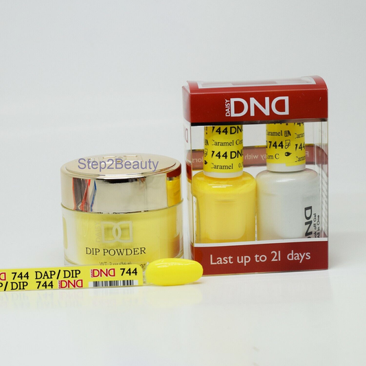 DND 3in1 Acrylic/Dipping Powder + Gel Polish + Nail Lacquer, 744, Caramel Corn