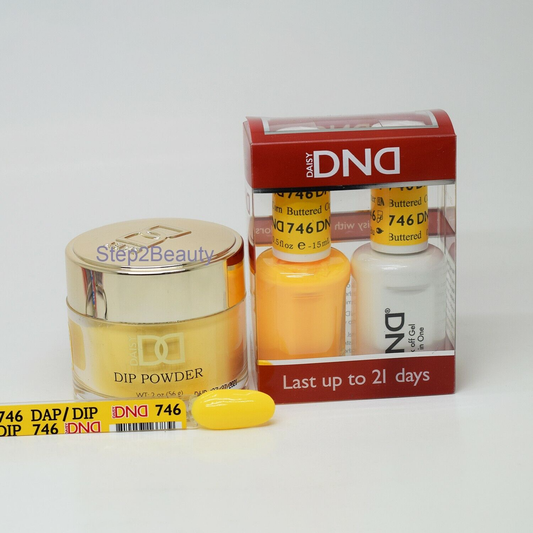 DND 3in1 Acrylic/Dipping Powder + Gel Polish + Nail Lacquer, 746, Buttered Corn