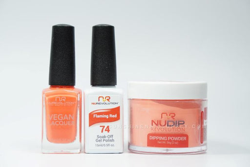NuRevolution 3in1 Dipping Powder + Gel Polish + Nail Lacquer, 074, Flaming Red OK1129