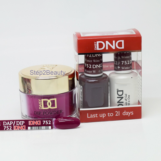 DND 3in1 Acrylic/Dipping Powder + Gel Polish + Nail Lacquer, 752, Winter Wine