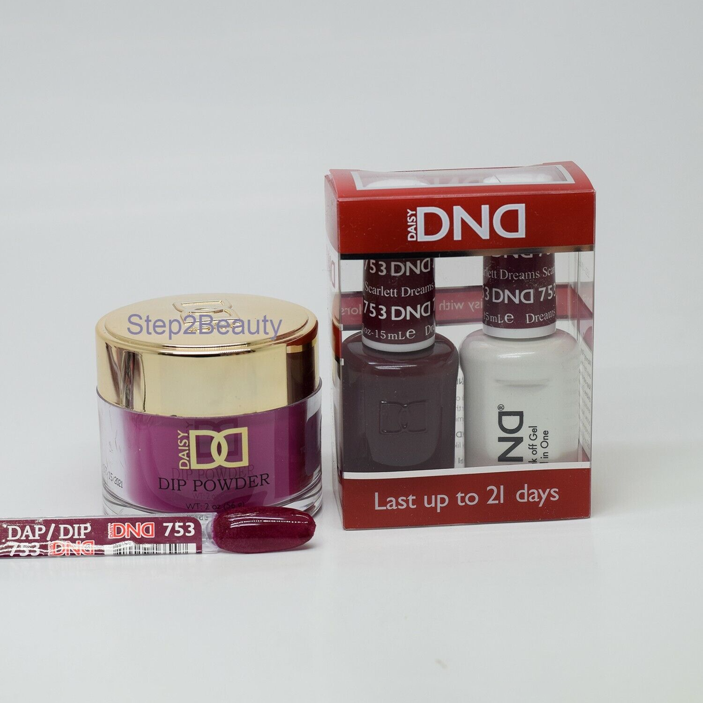 DND 3in1 Acrylic/Dipping Powder + Gel Polish + Nail Lacquer, 753, Scarlett Dreams