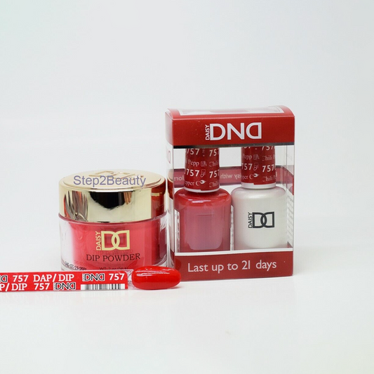 DND 3in1 Acrylic/Dipping Powder + Gel Polish + Nail Lacquer, 757, Chili Pepper