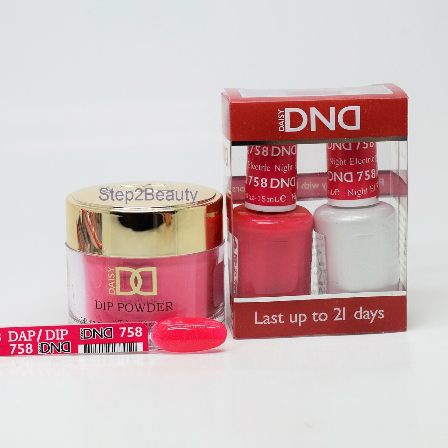 DND 3in1 Acrylic/Dipping Powder + Gel Polish + Nail Lacquer, 758, Electric Night