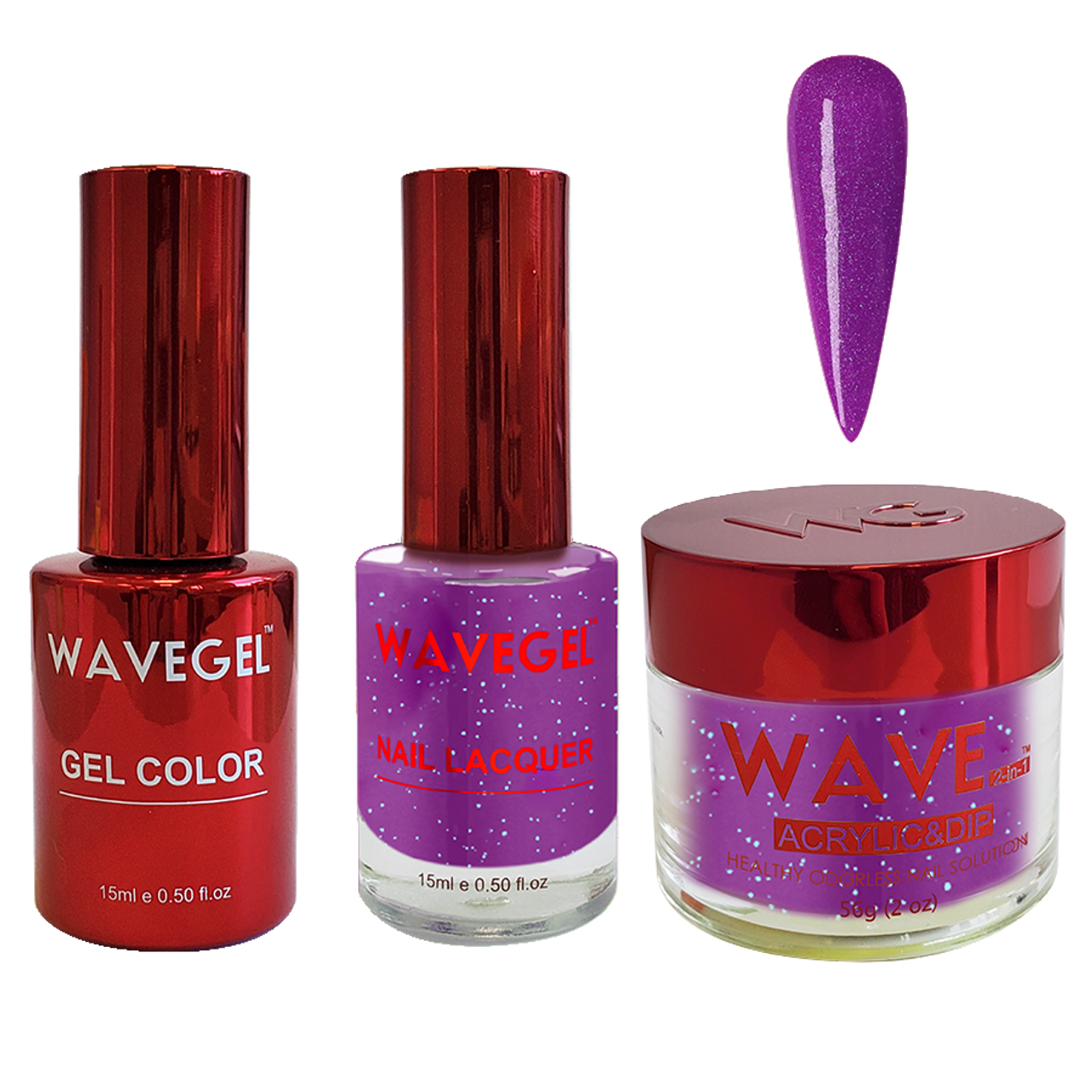 Wave Gel 4in1 Dipping Powder + Gel Polish + Nail Lacquer, QUEEN Collection, 075, Deep Lilac