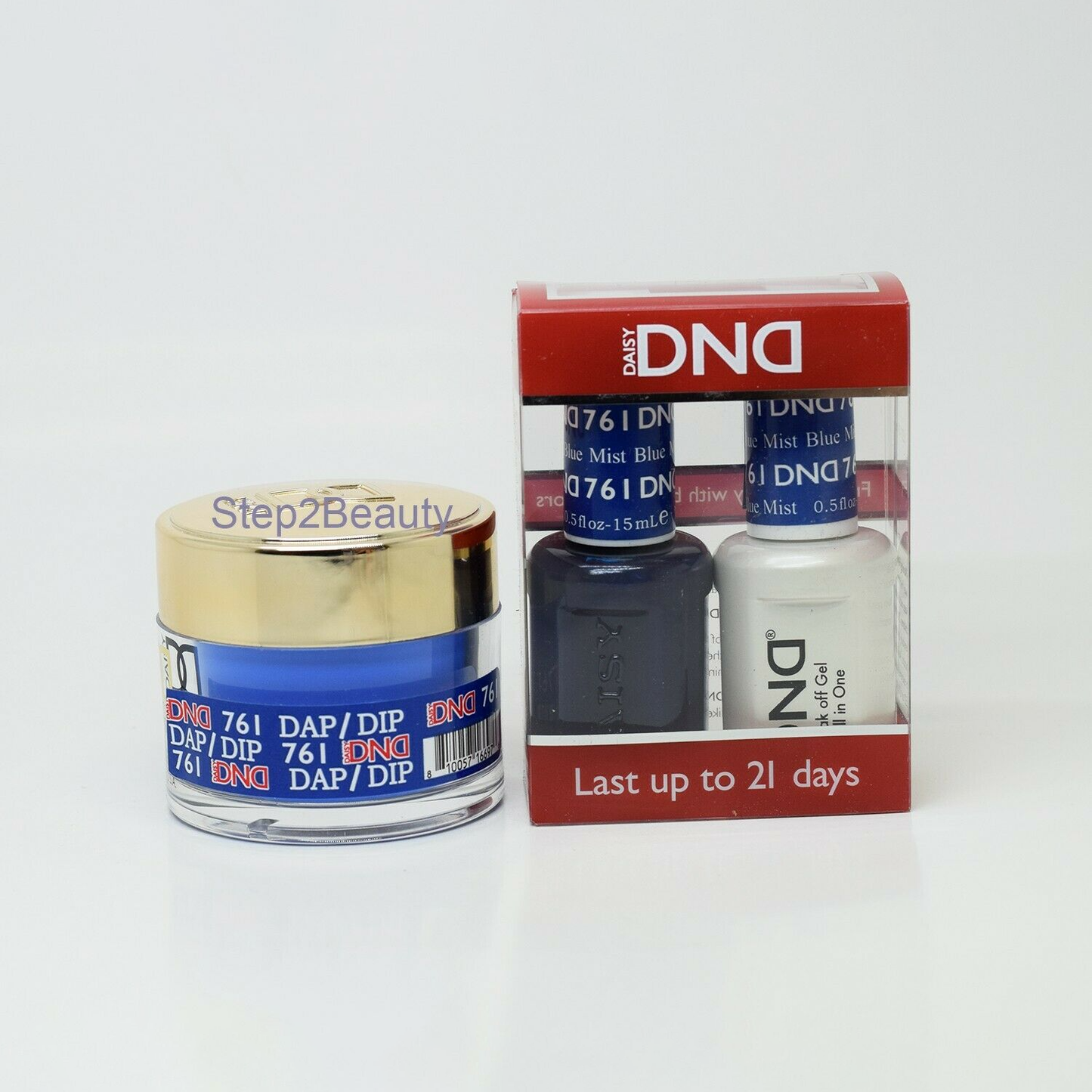 DND 3in1 Acrylic/Dipping Powder + Gel Polish + Nail Lacquer, 761, Blue Mist