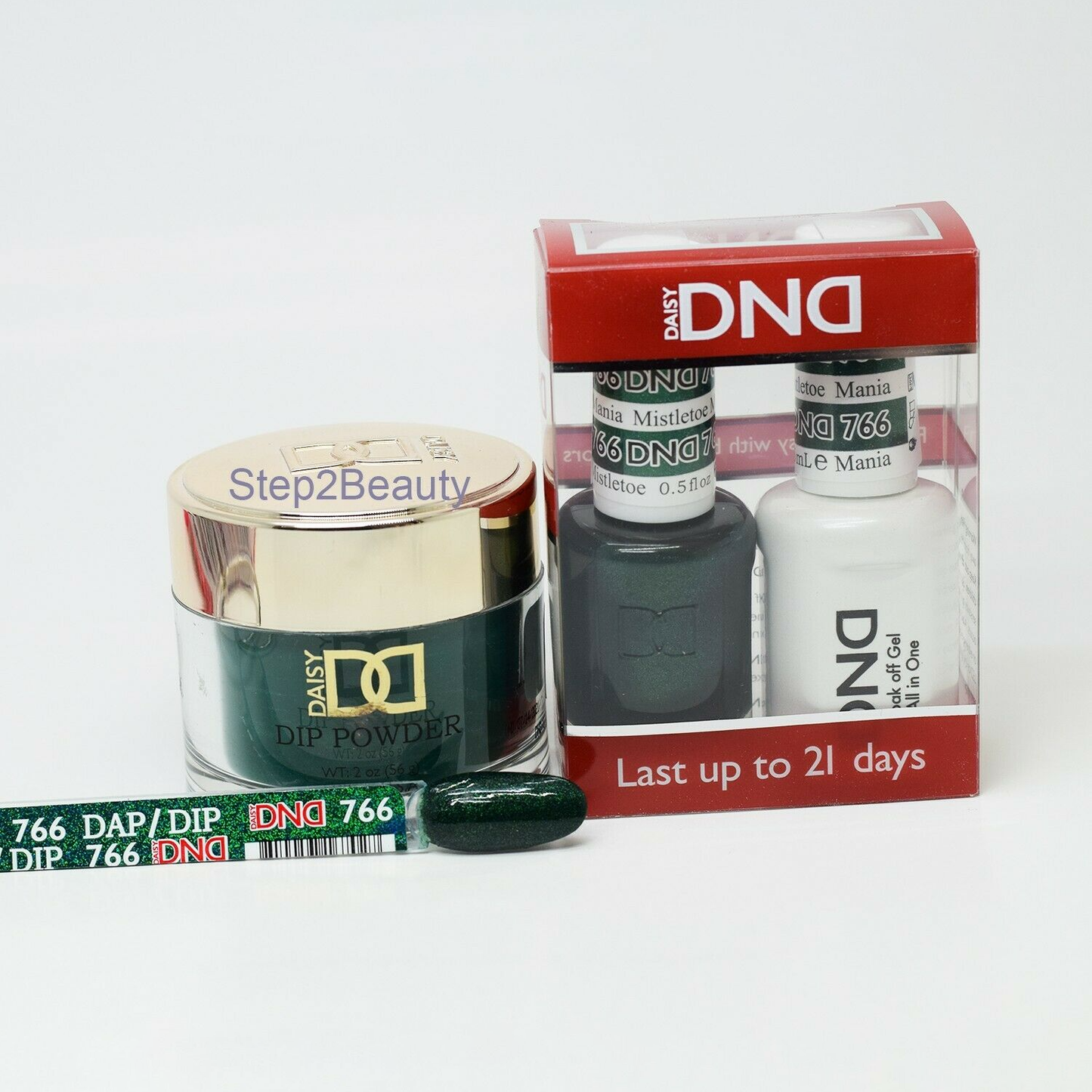 DND 3in1 Acrylic/Dipping Powder + Gel Polish + Nail Lacquer, 766, Mistletoe Mania